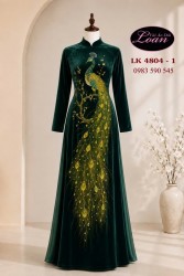 Vải áo dài kết chim công cao cấp