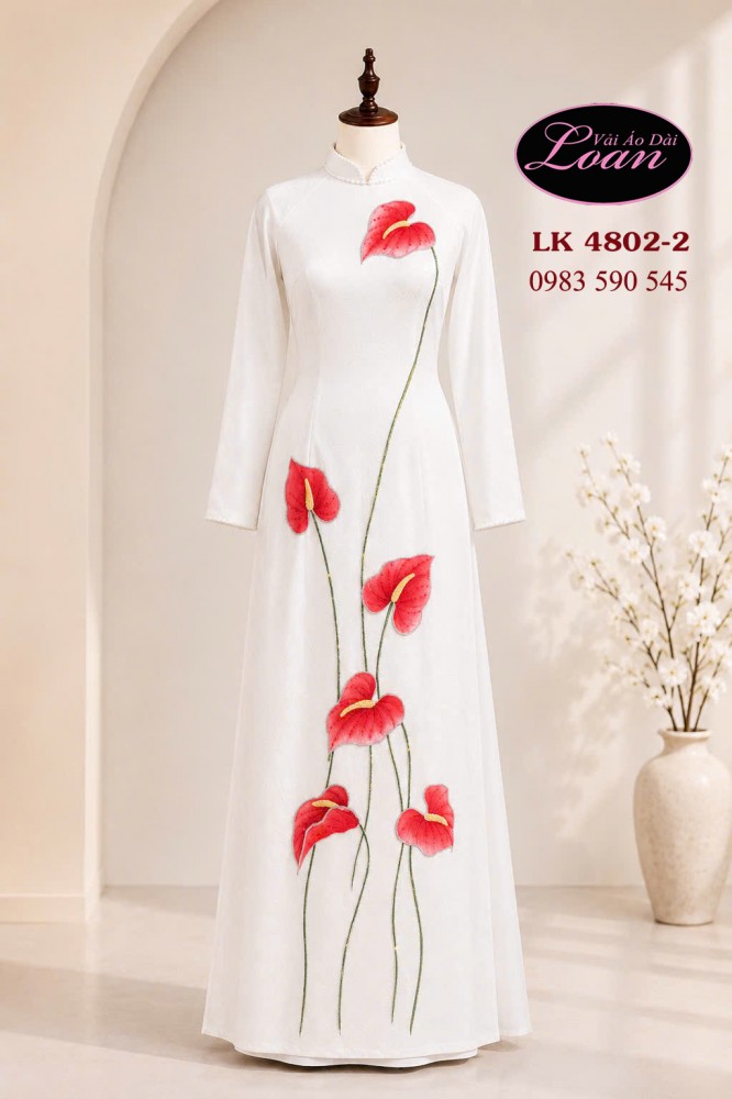 Vải áo dài kết hoa hồng môn