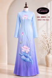 Vải áo dài kết hoa sen cao cap