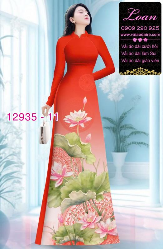 Vải áo dài hoa sen in 3D