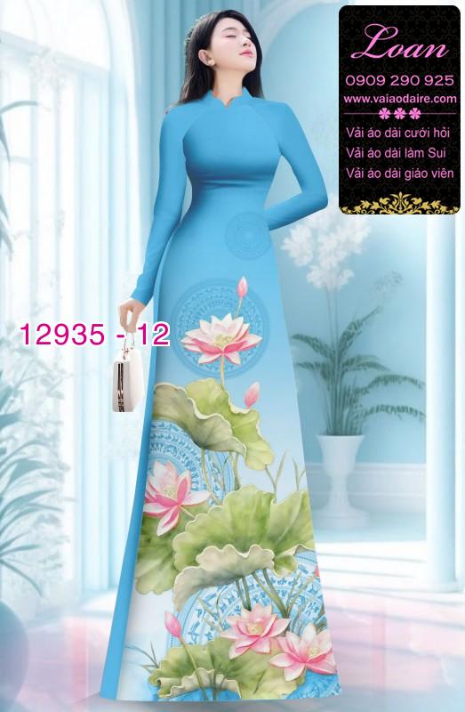 Vải áo dài hoa sen in 3D