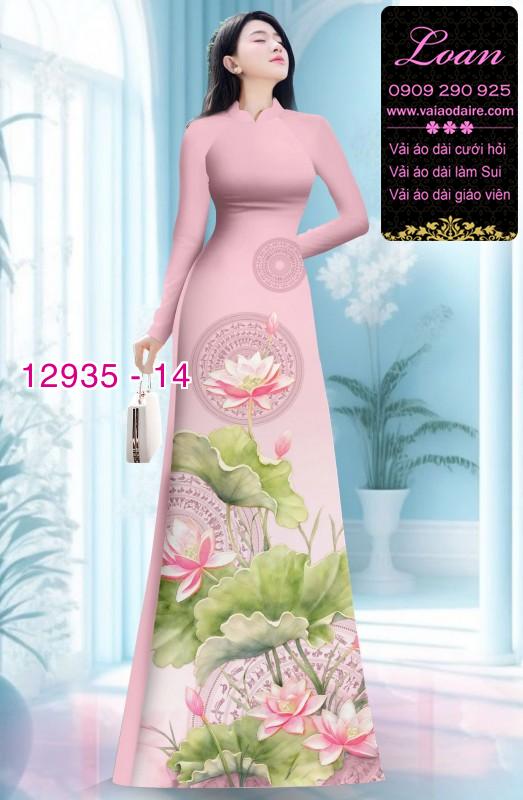 Vải áo dài hoa sen in 3D