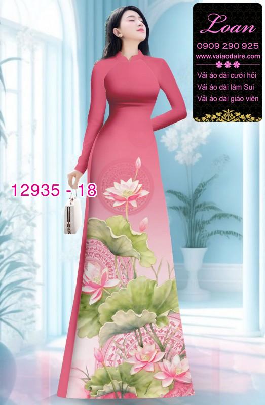 Vải áo dài hoa sen in 3D