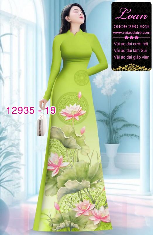 Vải áo dài hoa sen in 3D
