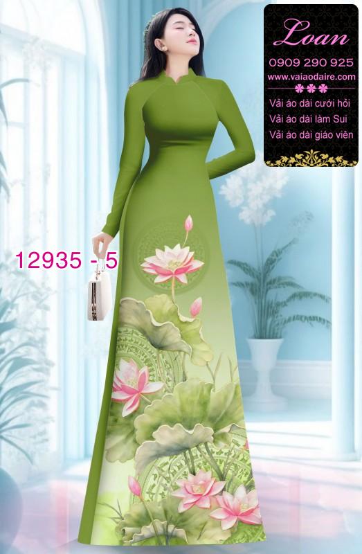 Vải áo dài hoa sen in 3D
