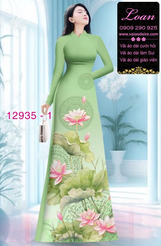 Vải áo dài hoa sen in 3D