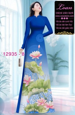 Vải áo dài hoa sen in 3D-12935