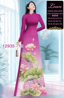 Vải áo dài hoa sen in 3D-DT 12935
