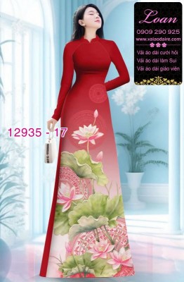 Vải áo dài hoa sen in 3D-12935