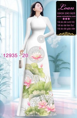 Vải áo dài hoa sen in 3D-DT 12935