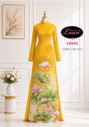 Vải áo dài hoa sen in 3D