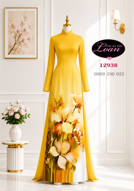 Vải áo dài hoa in 3D