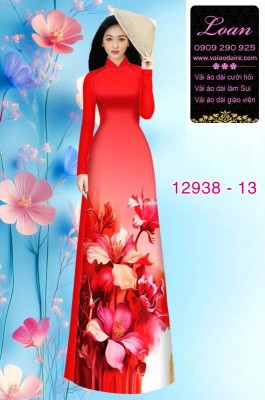 Vải áo dài hoa in 3D-12938