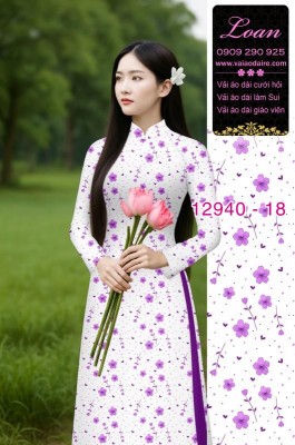 Vải áo dài hoa in 3D-