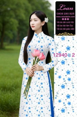 Vải áo dài hoa in 3D-12940