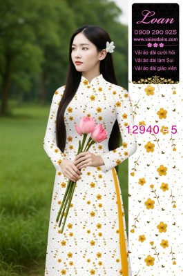 Vải áo dài hoa in 3D-12940