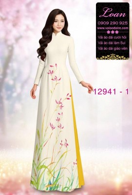 Vải áo dài hoa in 3D-DT 12941