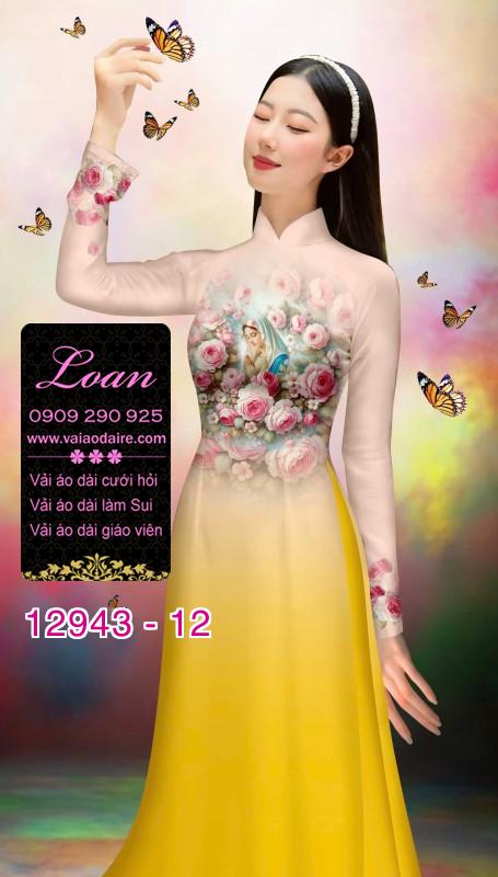 Vải áo dài hình đức mẹ Maria