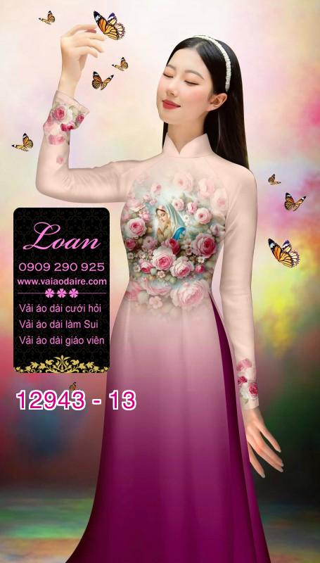 Vải áo dài hình đức mẹ Maria