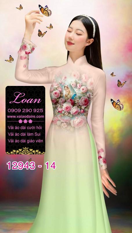 Vải áo dài hình đức mẹ Maria