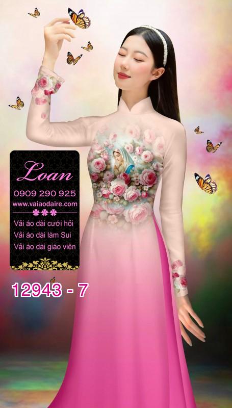 Vải áo dài hình đức mẹ Maria