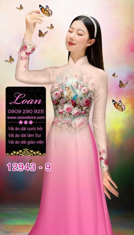 Vải áo dài hình đức mẹ Maria