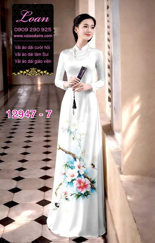 Vải áo dài in hoa 3D