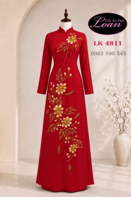 Vải áo dài kết pha lê sang trọng-ADK 12951