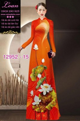 Vải áo dài hoa sen in 3D-12952