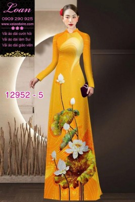 Vải áo dài hoa sen in 3D-12952