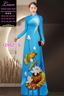 Vải áo dài hoa sen in 3D-12952