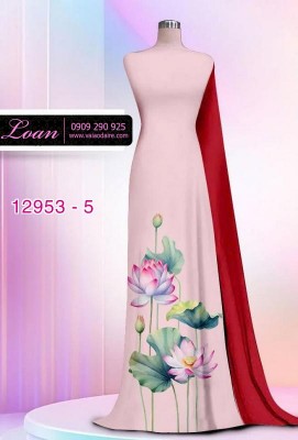 Vải áo dài hoa sen in 3D-12953