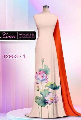 Vải áo dài hoa sen in 3D-DT 12953
