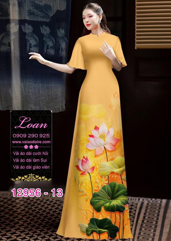 Vải áo dài hoa sen in 3D