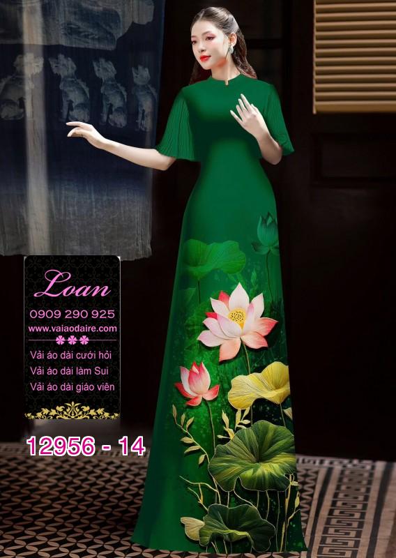 Vải áo dài hoa sen in 3D
