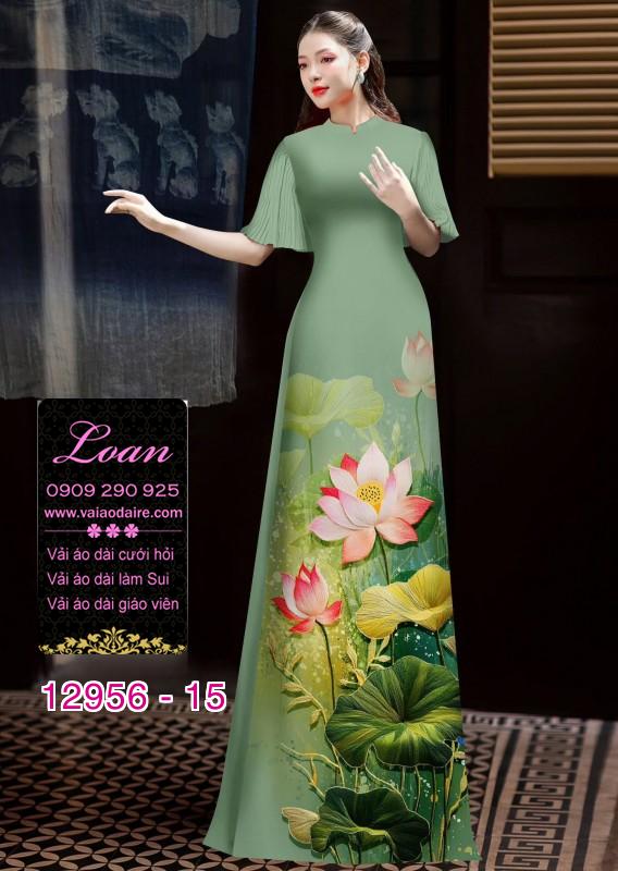 Vải áo dài hoa sen in 3D