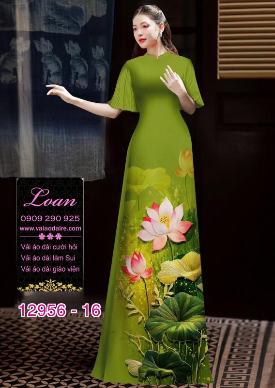 Vải áo dài hoa sen in 3D