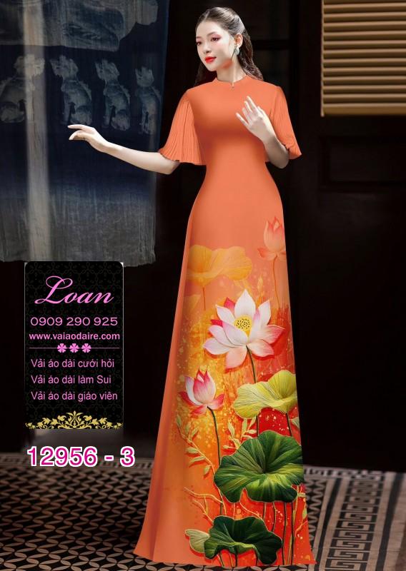 Vải áo dài hoa sen in 3D