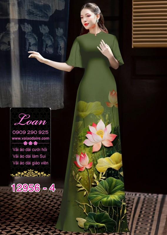 Vải áo dài hoa sen in 3D