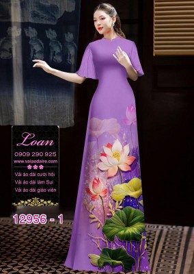 Vải áo dài hoa sen in 3D-DT 12956