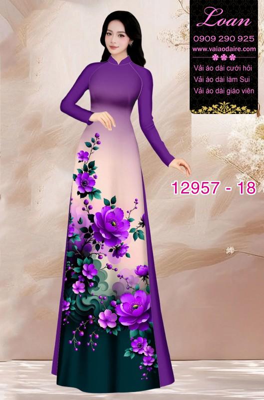 Vải áo dài hoa in 3D