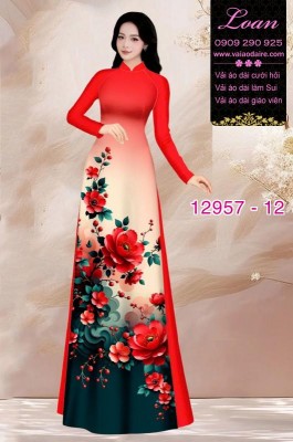 Vải áo dài hoa in 3D-12957