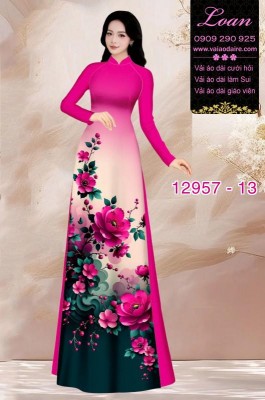 Vải áo dài hoa in 3D-DT 12957