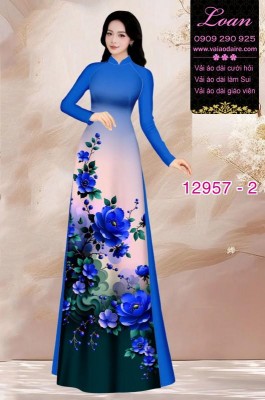 Vải áo dài hoa in 3D-12957