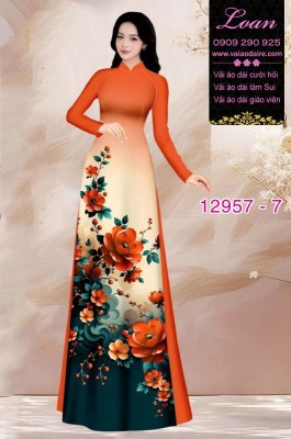 Vải áo dài hoa in 3D-12957