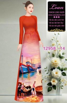 Vải áo dài phong cảnh làng chài-12958