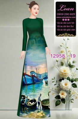 Vải áo dài phong cảnh làng chài-12958