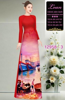 Vải áo dài phong cảnh làng chài-12958