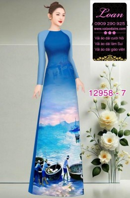 Vải áo dài phong cảnh làng chài-12958