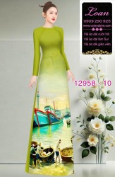 Vải áo dài phong cảnh làng chài